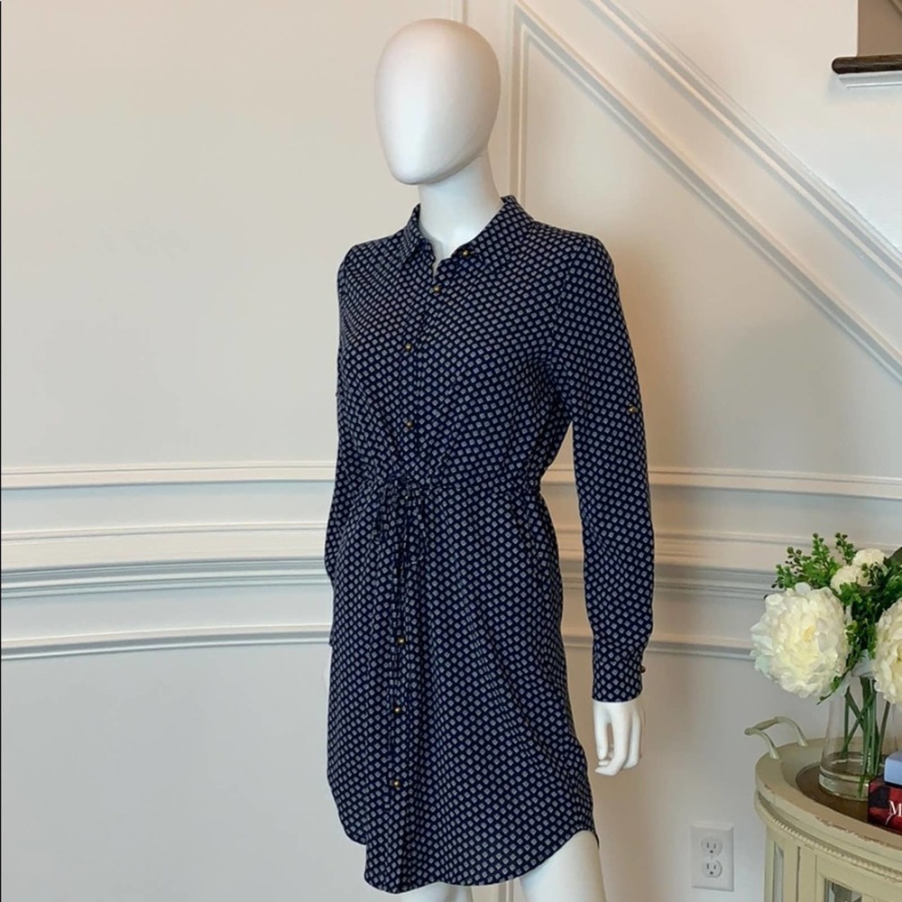 Maison Jules Printed Drawstring Button Down Dress - image 2